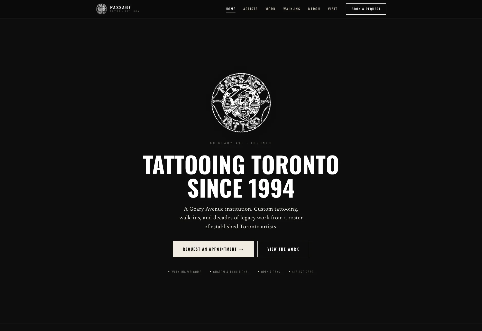 Passage Tattoo homepage
