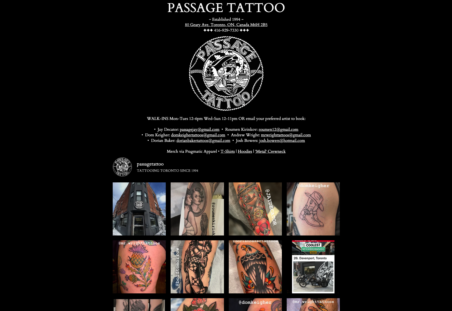 Passage Tattoo — original single-page site