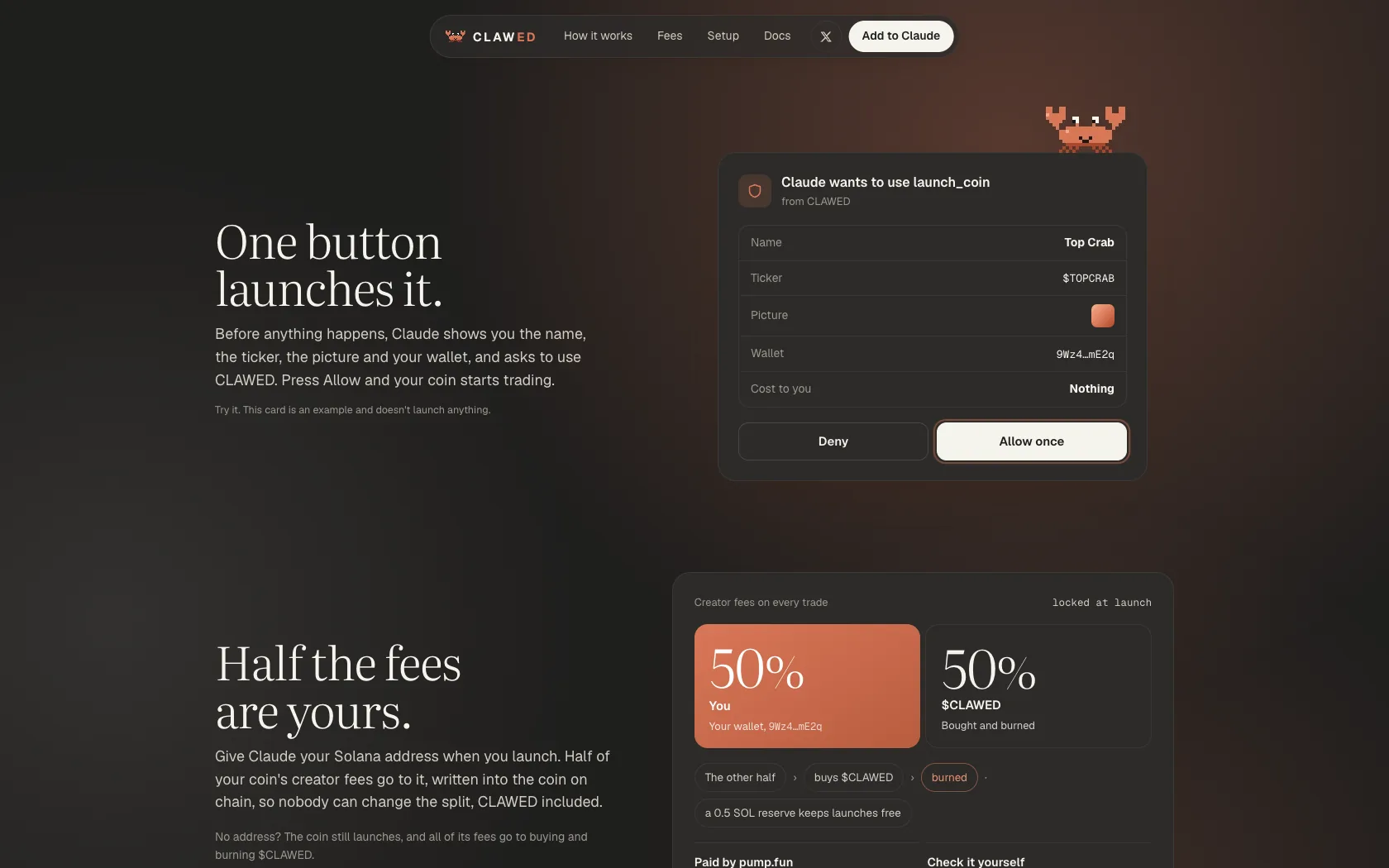 The Allow card on the CLAWED homepage