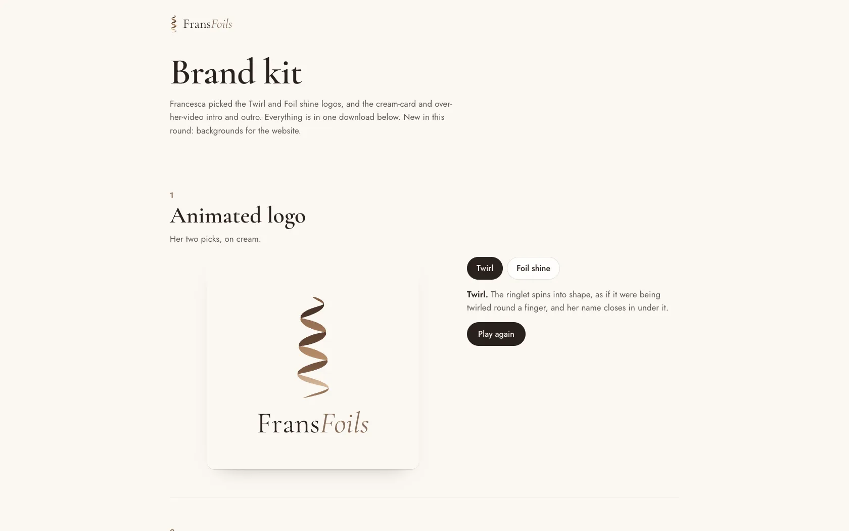 The FransFoils brand kit page