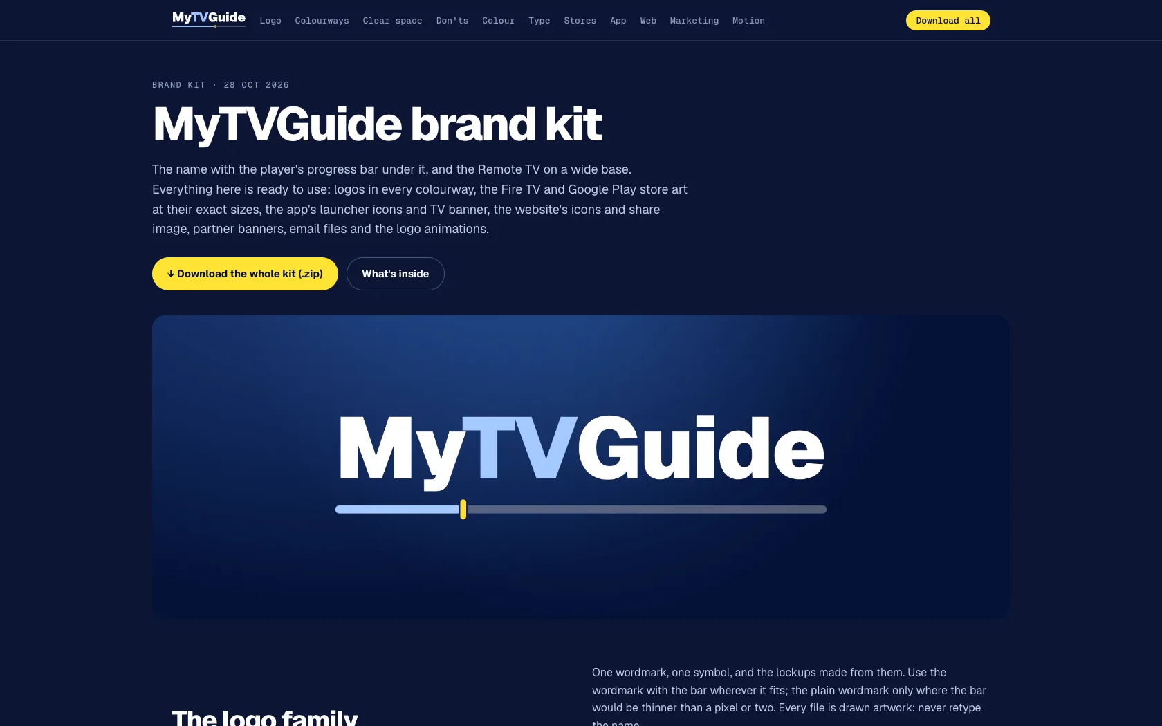 The MyTVGuide brand kit page