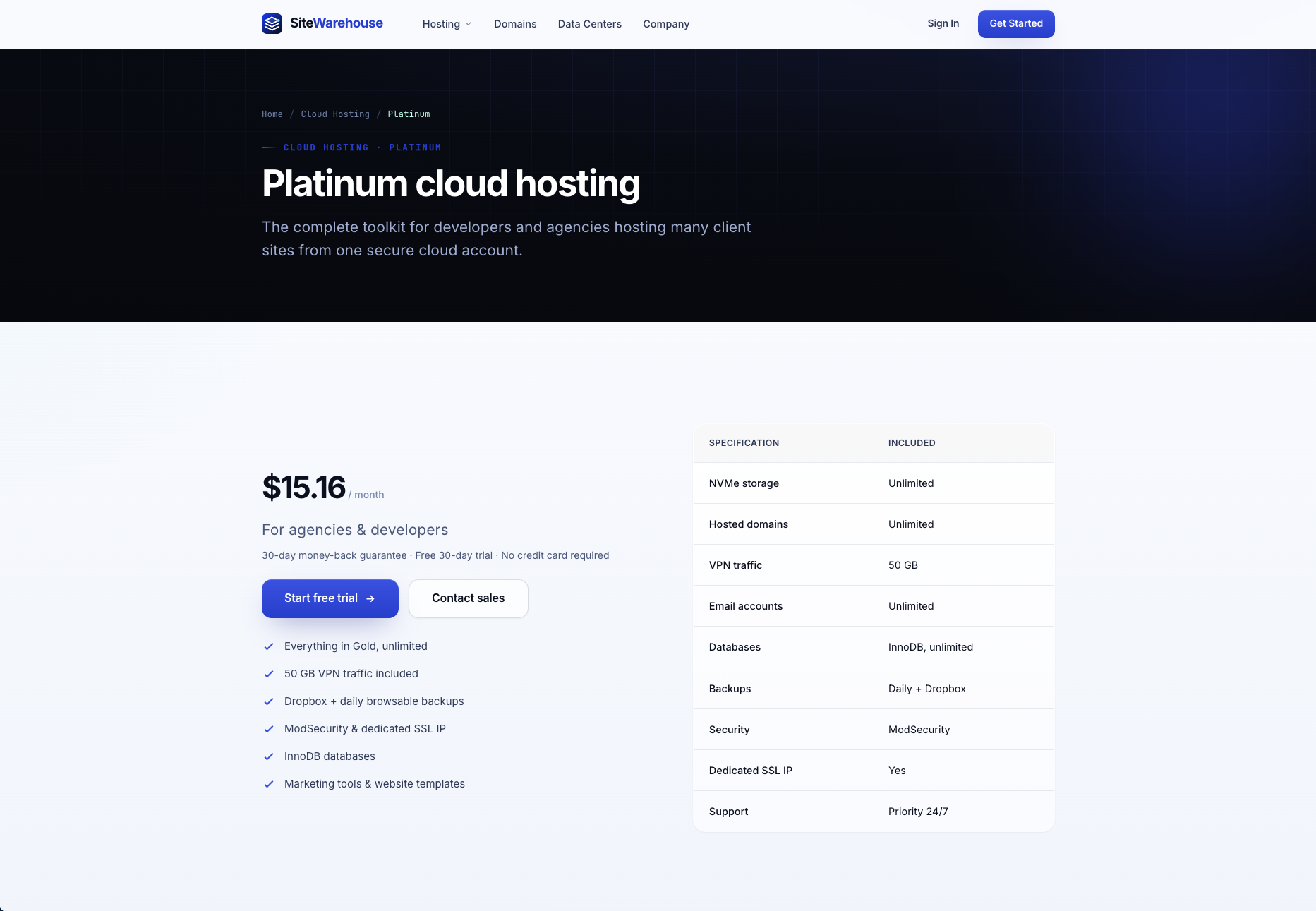 SiteWarehouse — redesigned plan presentation