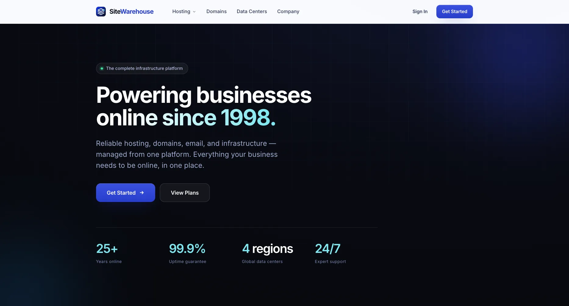SiteWarehouse homepage