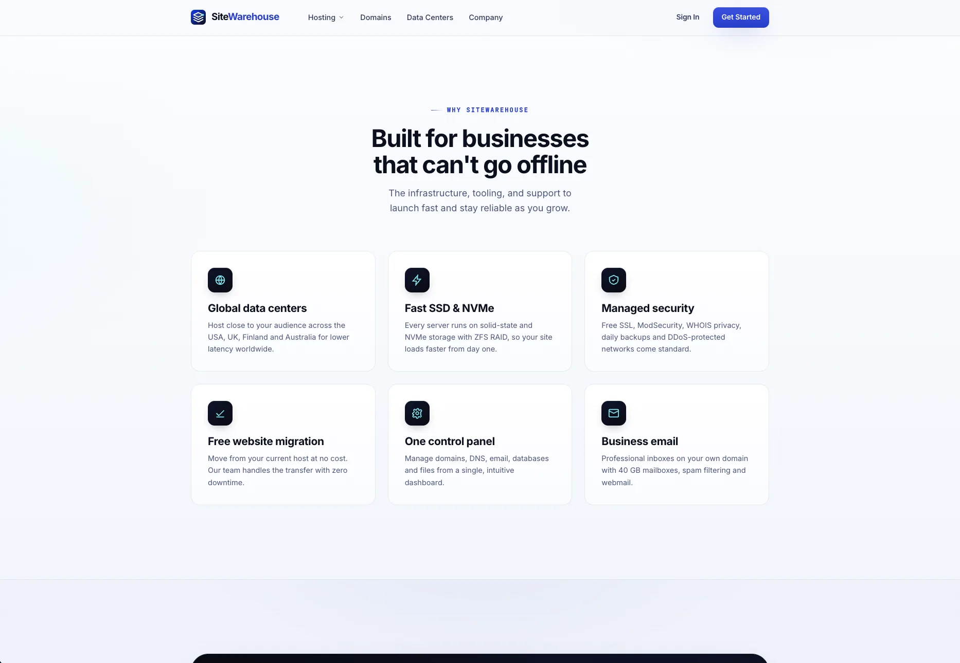 SiteWarehouse brand section