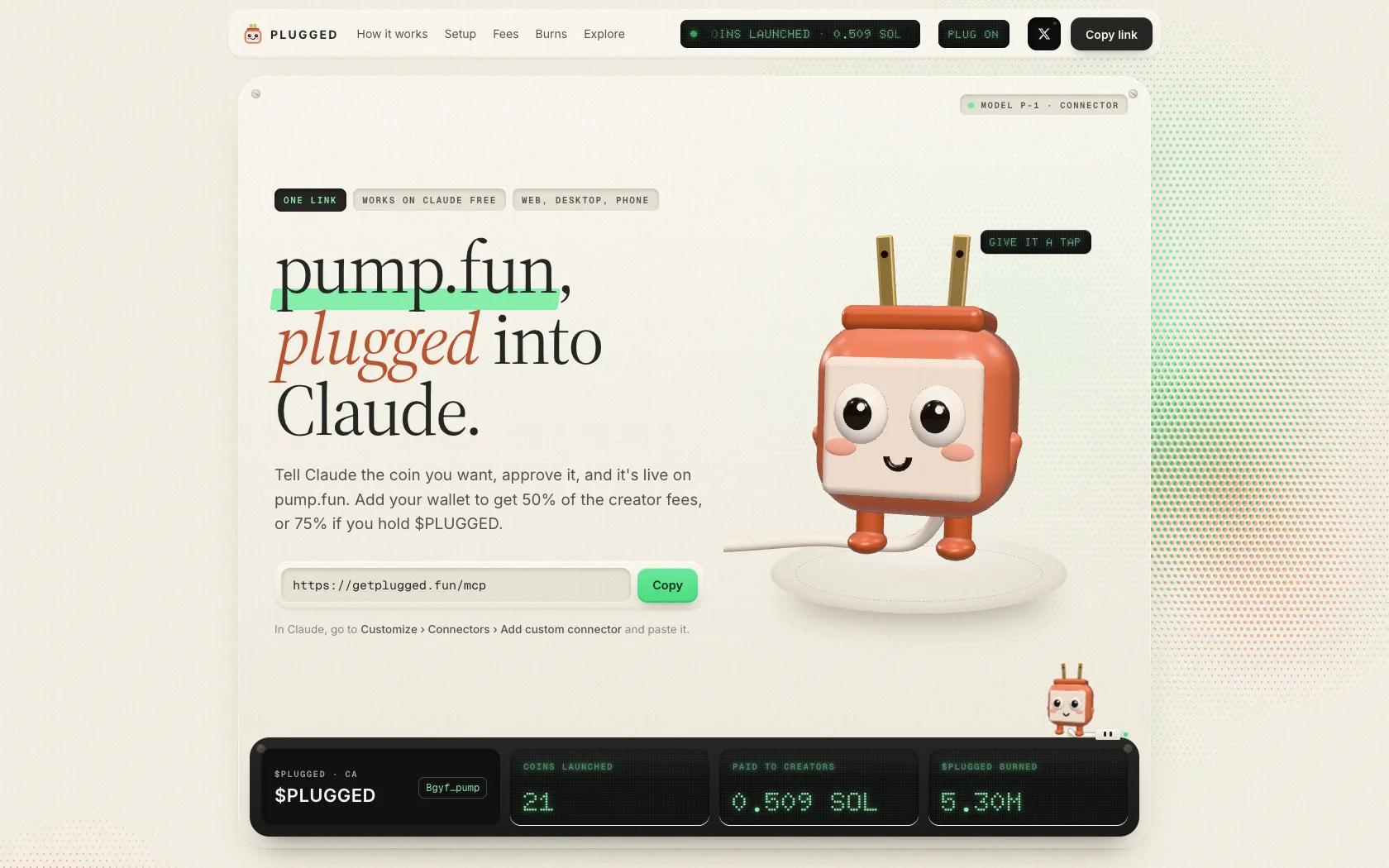 PLUGGED homepage