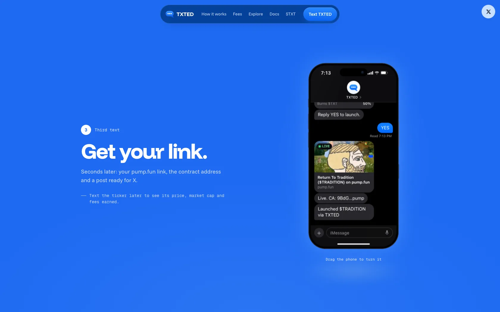 The live coin link arriving in the TXTED thread