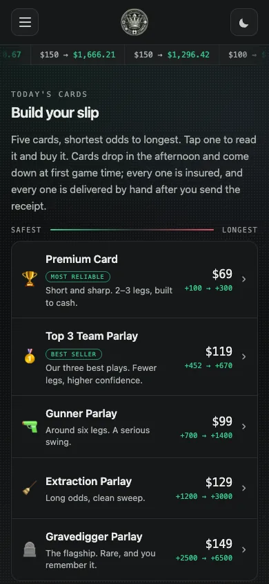 Victory Vault on a phone in the Dark theme