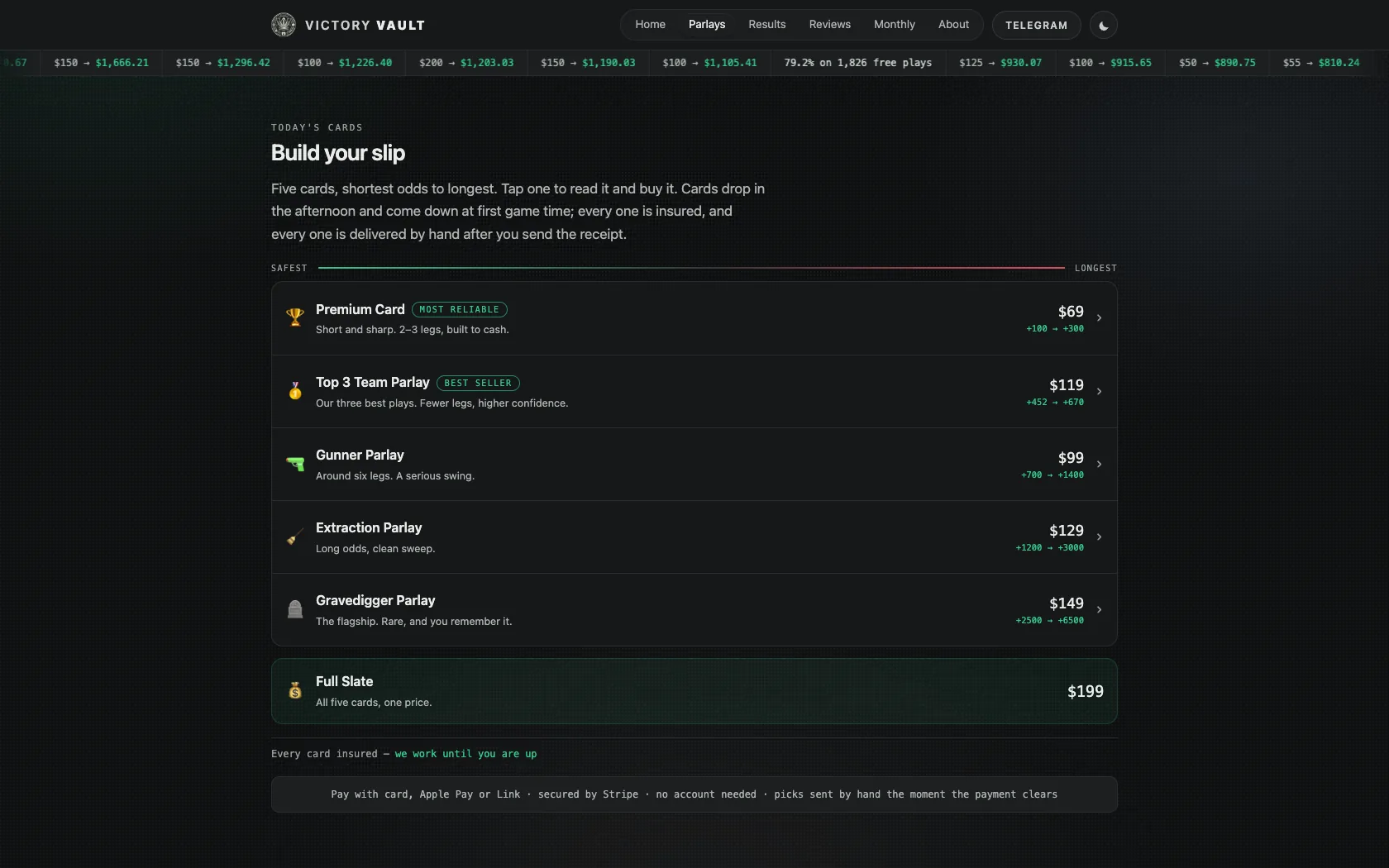 Victory Vault in the Dark theme