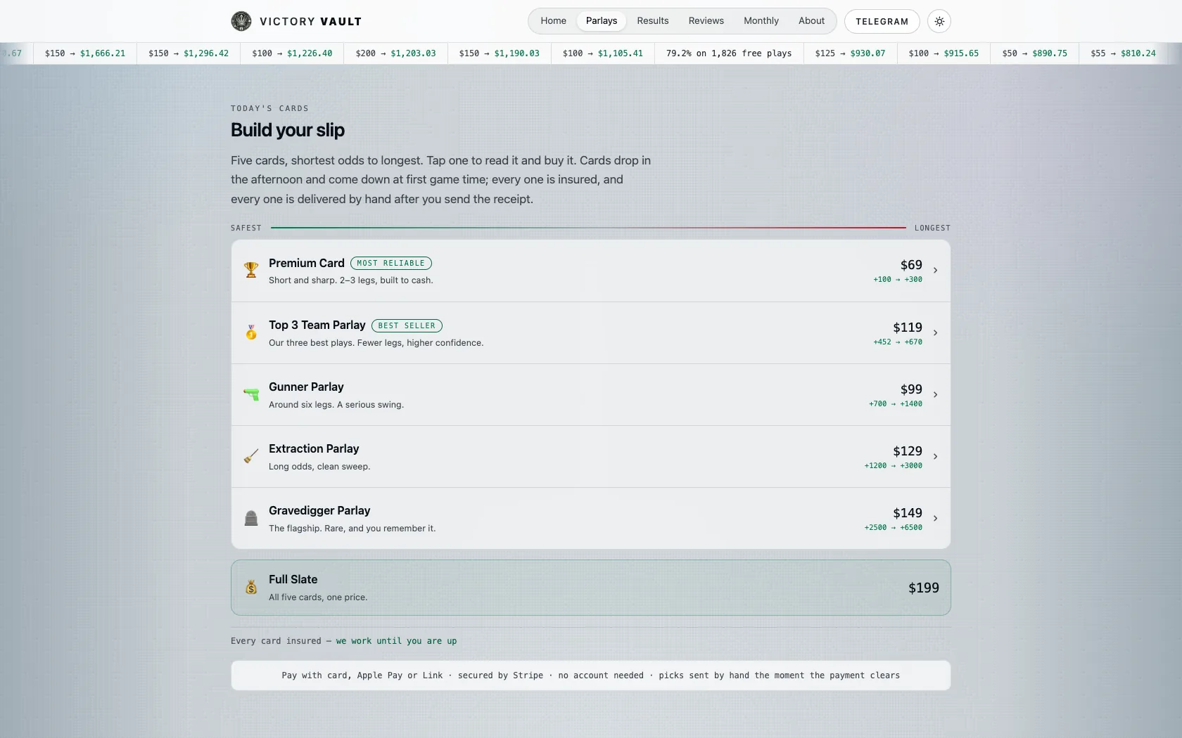 Victory Vault in the Light theme